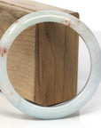 Baikalla Light Green & SaJin (Golden Dust) Jadeite Jade "Half Round" Bangle Bracelet (60.5mm)