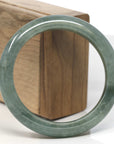 Baikalla Oil-Green Jadeite Jade "Half Round" Bangle Bracelet (59mm)