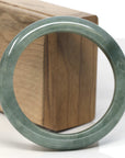 Baikalla Oil-Green Jadeite Jade "Half Round" Bangle Bracelet (59mm)