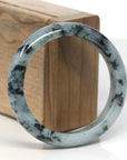 Baikalla Blue-Green & Wuji Jadeite Jade "Half Round" Bangle Bracelet (55.5mm)