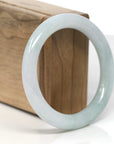 Baikalla White & Green Jadeite Jade "Traditional Full Round" Bangle Bracelet (55mm)