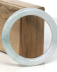 Baikalla White & Green Jadeite Jade "Traditional Full Round" Bangle Bracelet (55mm)