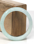 Baikalla Light Apple-Green Jadeite Jade "Half Round" Bangle Bracelet (53.5mm)