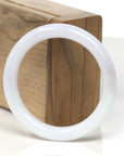 Baikalla White Jadeite Jade "Traditional Full Round" Bangle Bracelet (53mm)