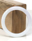 Baikalla White Jadeite Jade "Traditional Full Round" Bangle Bracelet (53mm)