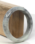 Baikalla Light Green & Wuji(乌鸡) "black chicken" Jadeite Jade "Half Round" Bangle Bracelet (60mm)