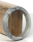 Baikalla Light Green & Wuji(乌鸡) "black chicken" Jadeite Jade "Half Round" Bangle Bracelet (60mm)