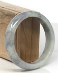 Baikalla Light Green & Wuji(乌鸡) "black chicken" Jadeite Jade "Half Round" Bangle Bracelet (60mm)