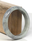 Baikalla Light Green & Wuji(乌鸡) "black chicken" Jadeite Jade "Half Round" Bangle Bracelet (60mm)