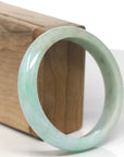 Baikalla Light Blue-Green & Yellow-Green Jadeite Jade "Half Round" Bangle Bracelet (59mm)