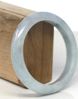 Baikalla Light Blue-Green & Smoky Lavender Jadeite Jade "Half Round" Bangle Bracelet (60mm)