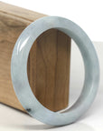 Baikalla Light Blue-Green & Smoky Lavender Jadeite Jade "Half Round" Bangle Bracelet (60mm)