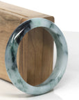 Baikalla Blue-Green & Wuji Jadeite Jade "Half Round" Bangle Bracelet (55.8mm)