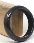 Baikalla Genuine Burmese Black wuji Jadeite Jade Bangle Bracelet (61.6 mm)