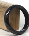 Baikalla Genuine Burmese Black wuji Jadeite Jade Bangle Bracelet (61.6 mm)