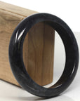 Baikalla Genuine Burmese Black wuji Jadeite Jade Bangle Bracelet (61.6 mm)