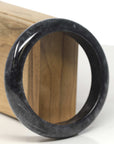 Baikalla Genuine Burmese Black Wuji Jadeite Jade Bangle Bracelet (62.2 mm)