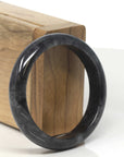 Baikalla Genuine Burmese Black Wuji Jadeite Jade Bangle Bracelet (55.2 mm)