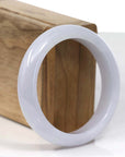 Baikalla Jewelry Jadeite Jade Bangle Bracelet Genuine Burmese Jadeite Jade White-Lavender Bangle Bracelet (58.31 mm)