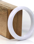 Baikalla Jewelry Jadeite Jade Bangle Bracelet Genuine White & Green Burmese Jadeite Jade Bangle Bracelet (55.64 mm)