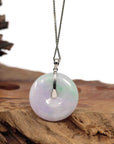 Baikalla Jewelry Gold Jadeite Jade Pendant Necklace "Good Luck Button" Lavender Jadeite Jade Lucky KouKou Pendant With 14K White Gold Diamond Bail
