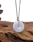 Baikalla Jewelry Gold Jadeite Jade Pendant Necklace 14K White Gold "Good Luck Button" Necklace Lavender Jadeite Jade Pendant Necklace