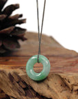 Baikalla Jewelry Jade Pendant Necklace Baikalla "Good Luck Button" Necklace Green Jadeite Jade Pendant For Men
