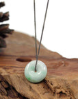 Baikalla Jewelry Jade Pendant Necklace Copy of Baikalla "Good Luck Button" Necklace Ice Green Jadeite Jade Pendant