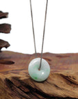 Baikalla Jewelry Jade Pendant Necklace Copy of Baikalla "Good Luck Button" Necklace Ice Green Jadeite Jade Pendant