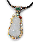 Baikalla Jewelry Jadeite Jade Buddha & Guanyin Genuine Burmese light Green Jadeite Jade Guanyin Pendant Necklace