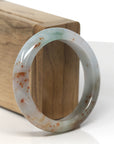 Baikalla Icy Multi-Color "Fu Lu Shou" W/ Sajin Jadeite Jade "Half Round" Bangle Bracelet (54mm)