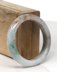 Baikalla Icy Multi-Color "Fu Lu Shou" W/ Sajin Jadeite Jade "Half Round" Bangle Bracelet (54mm)