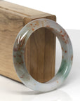 Baikalla Icy Multi-Color "Fu Lu Shou" W/ Sajin Jadeite Jade "Half Round" Bangle Bracelet (54mm)