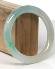 Baikalla Icy Light Green & Apple-Green "Traditional Round" Jadeite Jade Bangle Bracelet (60.7mm)