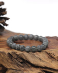 Baikalla Black & Grey Wuji Genuine Jadeite Jade Round Bead Bracelet (8mm)