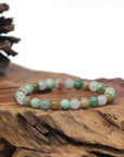 Baikalla Multi-Color Genuine Jadeite Jade Round Bead Bracelet (6.7mm)