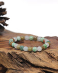 Baikalla Multi-Color Genuine Jadeite Jade Round Bead Bracelet (6.7mm)
