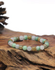 Baikalla Multi-Color Genuine Jadeite Jade Round Bead Bracelet (6.7mm)