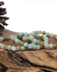 Baikalla Multi-Color Genuine Jadeite Jade Round Bead Bracelet (6.7mm)