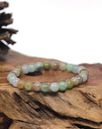 Baikalla Round Multi-Color Genuine Jadeite Jade Bead Bracelet (7mm)