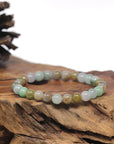 Baikalla Round Multi-Color Genuine Jadeite Jade Bead Bracelet (7mm)