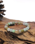 Baikalla Round Multi-Color Genuine Jadeite Jade Bead Bracelet (7mm)