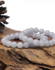 Baikalla Light Lavender Genuine Jadeite Jade Round Bead Bracelet (9mm)