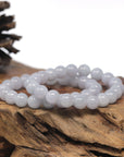 Baikalla Light Lavender Genuine Jadeite Jade Round Bead Bracelet (9mm)