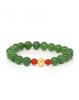 Baikalla Jewelry jade beads bracelet 24K Pure Yellow Gold Money Bead With Genuine Green Jade Round Beads Bracelet Bangle ( 8 mm )