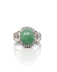Baikalla Jewelry Jadeite Engagement Ring Baikalla™ Sterling Silver Natural Imperial Green Oval Jadeite Jade Ring