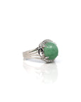 Baikalla Jewelry Jadeite Engagement Ring Baikalla™ Sterling Silver Natural Imperial Green Oval Jadeite Jade Ring