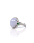 Baikalla Jewelry Jadeite Engagement Ring 18k White Gold Natural Rich Lavender Oval Jadeite Jade Engagement Ring With Diamonds