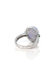 Baikalla Jewelry Jadeite Engagement Ring 18k White Gold Natural Rich Lavender Oval Jadeite Jade Engagement Ring With Diamonds