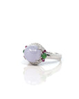 Baikalla Jewelry Jadeite Engagement Ring 18k White Gold Natural Rich Lavender Oval Jadeite Jade Engagement Ring With Diamonds